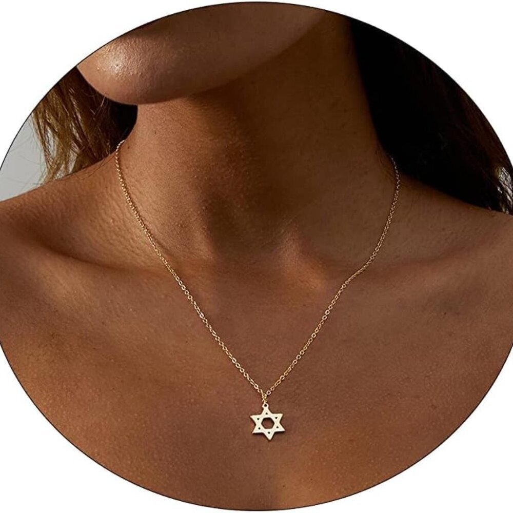 Simple Gold Necklace Cute Tiny 14k Gold Plated Choker Necklaces Hollow Necklace